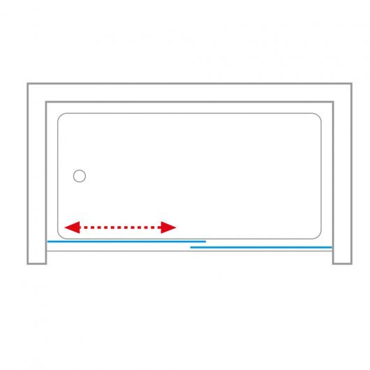 Drawing of the right sliding door in the niche with the right opening PXV2L